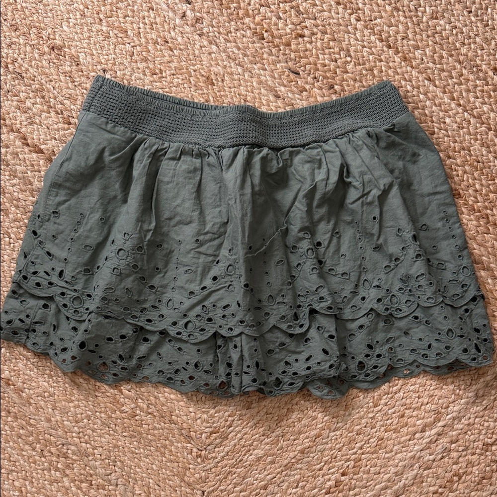 American Eagle Outfitters Olive Green Eyelet Skirt